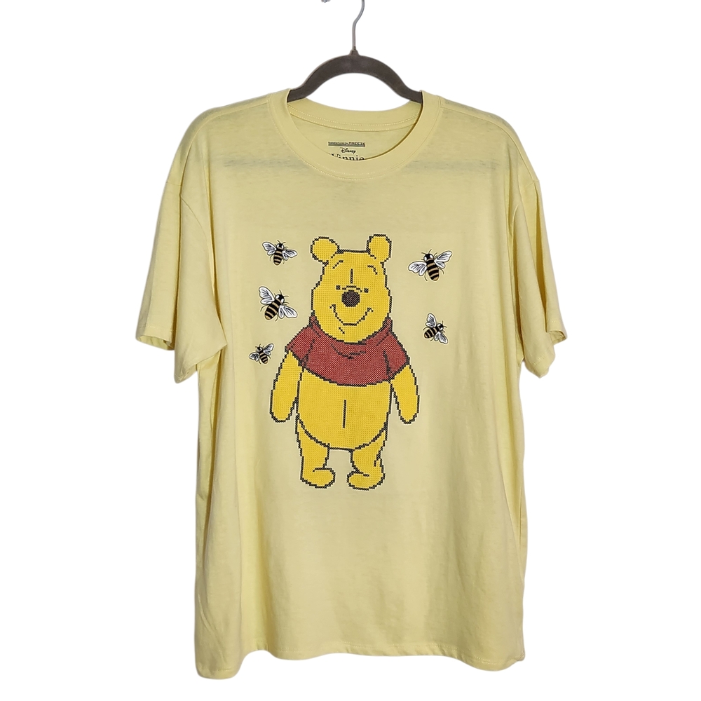Disney Cross-stitch Winnie the Pooh Light Yellow Embroidered Tee Size XL